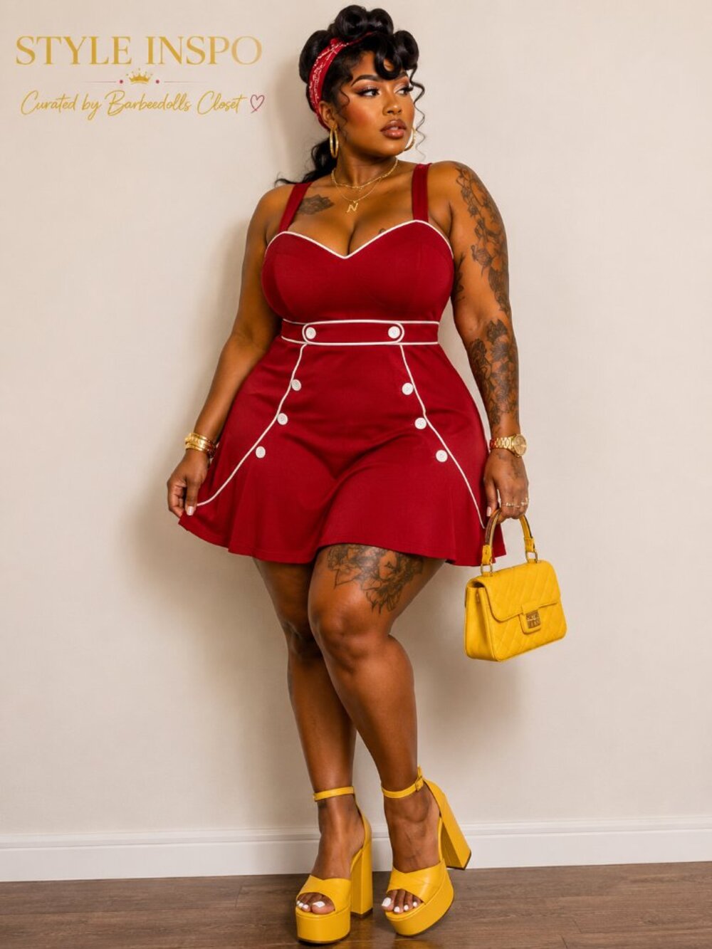 #216  Voodoo Vixen Retro Fit & Flare Dress Red XL
